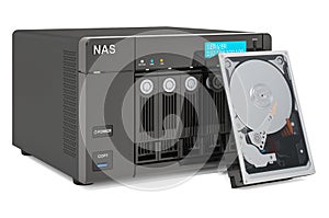 NAS with HDD Hard Disk Devices, 3D rendering photo