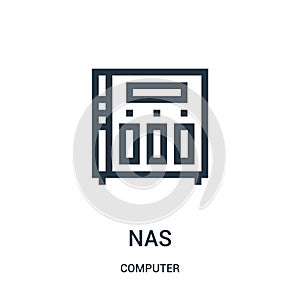 nas icon vector from computer collection. Thin line nas outline icon vector illustration photo