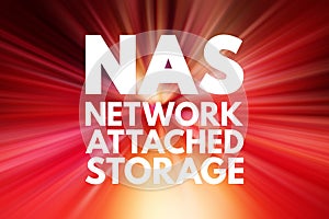 NAS - Network Attached Storage acronym, technology concept background