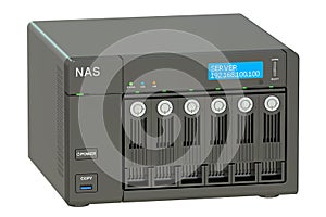 NAS with six disks, 3D rendering photo