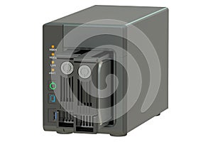 NAS with two disks, 3D rendering photo