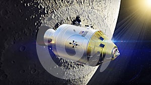 Nasa Apollo command and service module spacecraft orbiting the moon