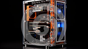 Nasa Themed Pc Case With Black Lights And Orange Color