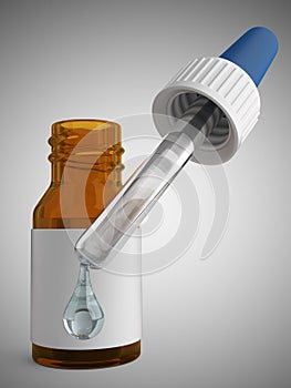 Nasal or eye drops template bottle with pipette