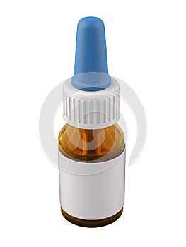 Nasal or eye drops template bottle with pipette - front view