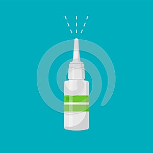 Nasal spray bottle mockup isolated on white background. Vector illustration