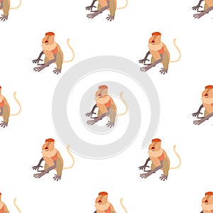 Nasalis monkey pattern seamless vector