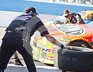 NASCAR's Jeff Gordon's pit stop on pit lane