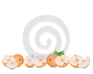 Nashi pear fruit on white background