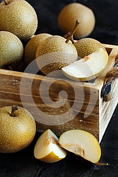 Nashi Pears on wood