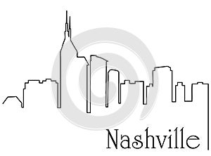 Nashville city one line drawing abstract background with cityscape