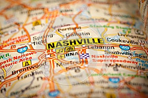 Nashville City on a Road Map