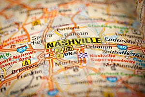 Nashville City on a Road Map photo