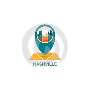 Nashville city skyline silhouette vector logo illustration