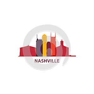 Nashville city skyline silhouette vector logo illustration
