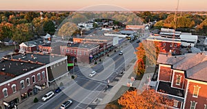 Nashville Illinois Downtown Aerial City Center Main Street Sunset