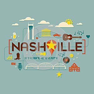Nashville landmarks, attractions and text design
