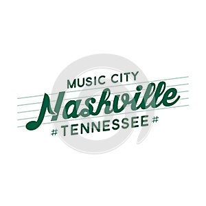 Nashville music city lettering design. Nashville typography design. Vector and illustration.