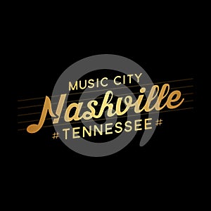 Nashville music city lettering design. Nashville typography design. Vector and illustration.