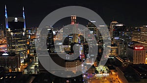 Nashville at Night, Aerial View, Tennessee, Downtown, City Lights