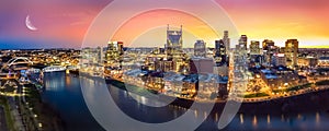 Nashville skyline with moon photo