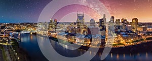 Nashville skyline with river front photo