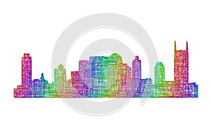 Nashville skyline silhouette - multicolor line art