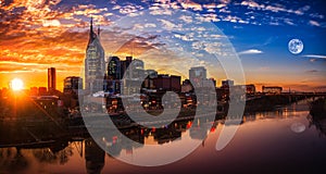 Nashville Skyline with sunset