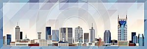 Nashville skyline vector colorful poster on beautiful triangular texture background