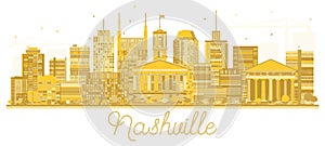 Nashville Tennessee City Skyline Golden Silhouette.