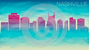 Nashville Tennessee City USA Skyline Vector Silhouette. Broken Glass Abstract Geometric Dynamic Textured. Banner Background. Color