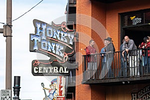 Nashville, Tennessee - March 23, 2019 : Honky-Tonk Central balconies overlooking Broadway