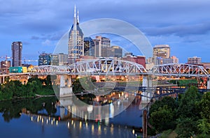 Nashville Tennessee Skyline Daybreak Blue Hour