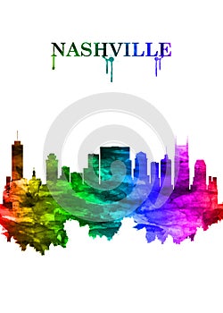 Nashville Tennessee skyline Portrait Rainbow