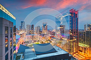 Nashville, Tennessee, USA downtown cityscape at dusk