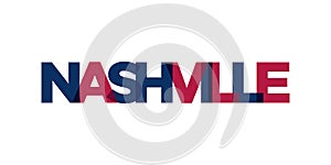 Nashville, Tennessee, USA typography slogan design. America logo with graphic city lettering for print and web