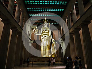 Nashville, TN USA - Centennial Park The Parthenon Replica Giant Statue of Athena with Nike