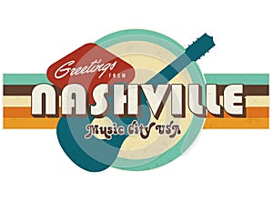 Nashville Vintage Postcard style t-shirt design art