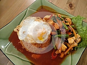 Nasi Ayam paprik Food rice fried chicken