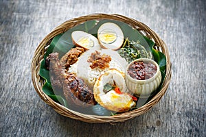 Nasi Ayam Penyet, indonesian fried chicken rice