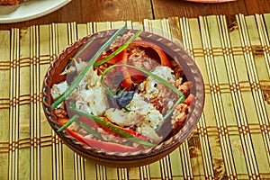 Nasi goreng with flaked snapper