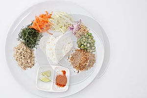 Nasi kerabu or kao yum, Southen Thai-Style rice photo