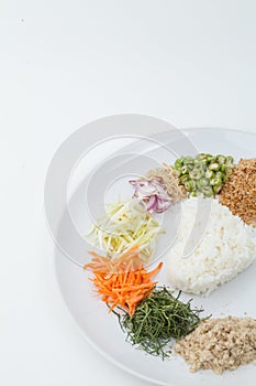 Nasi kerabu or kao yum, Southen Thai-Style rice photo