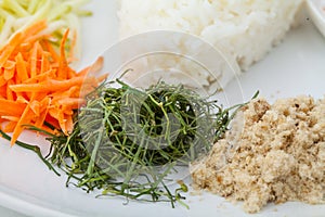 Nasi kerabu or kao yum, Southen Thai-Style rice photo