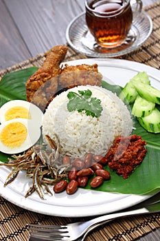 Nasi lemak, malaysian coconut rice photo
