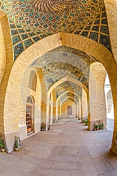 Nasir al-Mulk Mosque arcade hall fisheye
