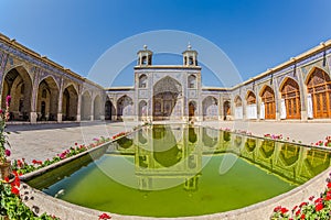Nasir al-Mulk Mosque pond fisheye