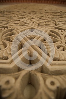 Nasrid ornaments in wall of ancient muslim palace, Alcazaba, Malaga, Spain