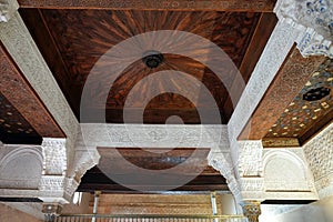 Nasrid palace Mexuar roof at the Alhambra in Granada, Andalusia
