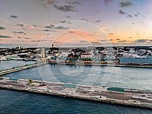 Nassau Bahamas Prince George Wharf Port at Sunset